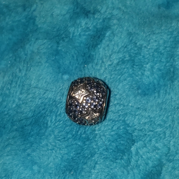 Pandora Retired Midnight Blue Pavé Stars Charm - Picture 10 of 12